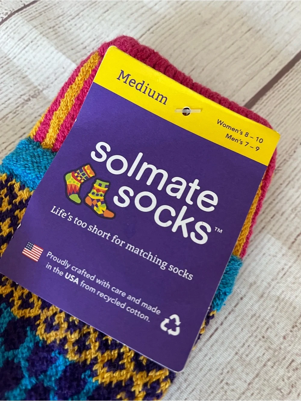 Solmate socks sz 8-10 Carnation multi colored knee socks